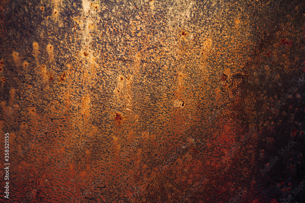 Grunge rusted metal texture, rust and oxidized metal background. Old metal iron panel. - obrazy, fototapety, plakaty 