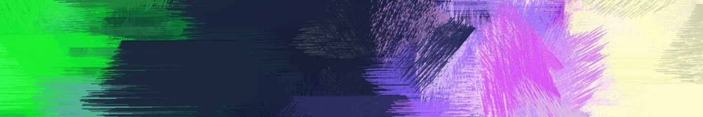 Poster - wide landscape graphic with creative brush strokes background with very dark blue, thistle and lime green. can be used for wallpaper, cards, poster or banner