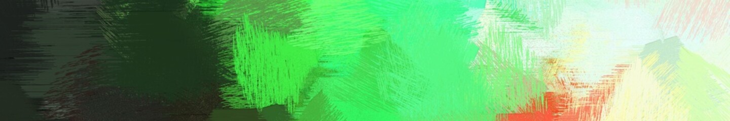 Poster - wide landscape graphic with colorful brush strokes background with tea green, pastel green and very dark green. can be used for wallpaper, cards, poster or banner