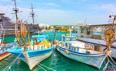 Wall Mural - Port with fishing boats in Ayia Napa