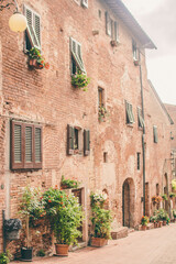 Wall Mural - street in the old medieval village in Toscana Italy