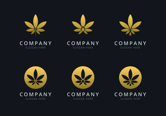 Poster - Cannabis logo template with golden style color for the company