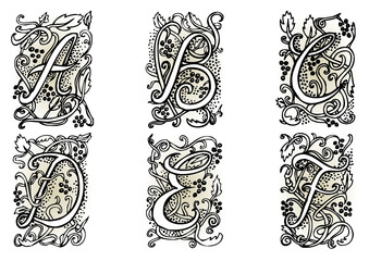 Hand drawn artistic vector fairytale letters 