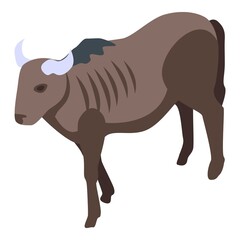 Wall Mural - Old wildebeest icon. Isometric of old wildebeest vector icon for web design isolated on white background