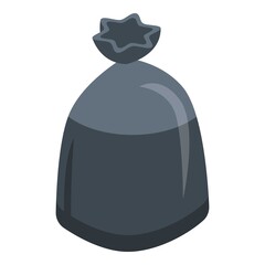 Poster - Black garbage bag icon. Isometric of black garbage bag vector icon for web design isolated on white background