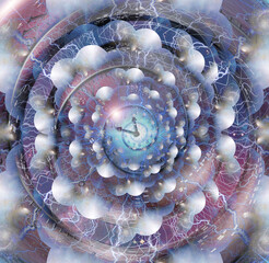 Wall Mural - spiral of time with clock hands. multi-layered spaces representing endless dimensions