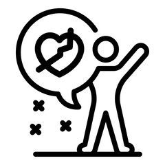 Poster - Broken heart chat bubble icon. Outline broken heart chat bubble vector icon for web design isolated on white background