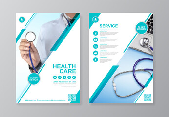 Corporate healthcare and medical cover and back page a4 flyer design template for print