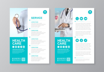 Corporate healthcare and medical cover and back page a4 flyer design template for print