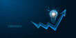 © Inna - Futuristic creative idea, business strategy, success concept with glowing low polygonal light bulb and arrow chart