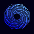 Twisted colored spiral. Wireframe octagon shape. Vector technology tunnel.