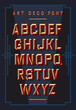 Art deco chiseled alphabet. Retro style. Vector font