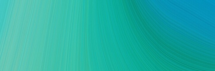 Poster - simple banner with elegant modern soft curvy waves background design with light sea green, medium aqua marine and medium turquoise color