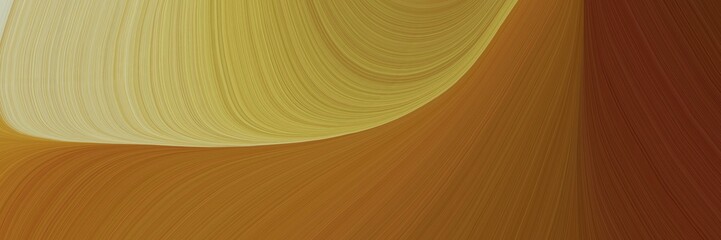 Poster - simple banner with colorful modern soft curvy waves background illustration with brown, dark khaki and dark red color