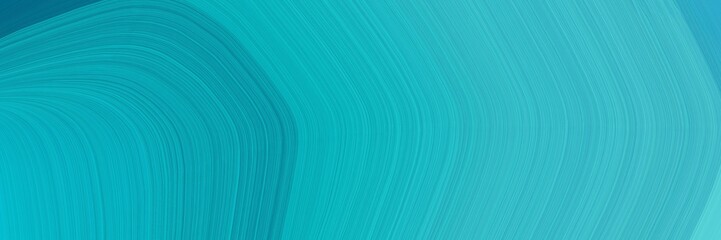 Poster - simple header with colorful modern soft curvy waves background illustration with light sea green, medium turquoise and teal color