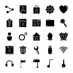 Canvas Print - alarm clock and web symbols icon set, silhouette style