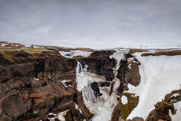 Wall Mural - The Granni waterfall covered in snow