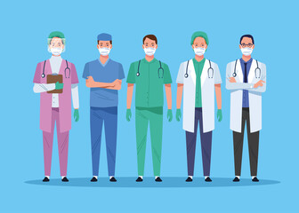 Wall Mural - group of medical staff healthcare workers characters