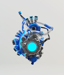 Sticker - Futuristic artificial heart. 3d rendering of robotic heart organ