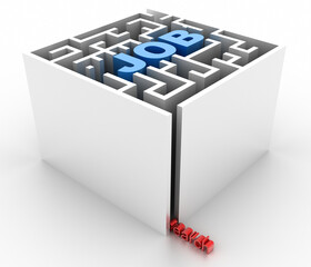 Poster - Maze concept, challenge and human choices theme. Original 3d rendering