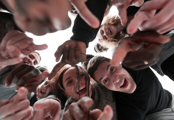 Sticker - close up . group of happy young people .