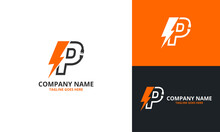 Flash P Letter Logo Icon Template. Illustration Vector Graphic. Design Concept Electrical Bolt With Initial P Letter Logo Design. Perfect For Corporate, Technology, Initial , Community And More Techno