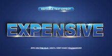 Text Effect In 3d Expensive Words Text Effect Theme Editable Metal Gold Color Concept With Blue Background