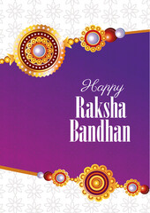 Wall Mural - happy raksha bandhan celebration with golden flowers frame