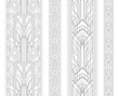 Grey art deco borders with ornament on white background