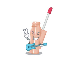 Sticker - brilliant musician of lip tint cartoon design playing music with a guitar