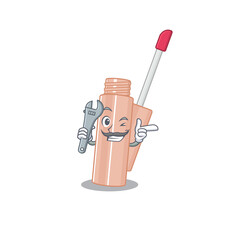 Poster - A caricature picture of lip tint working as a mechanic