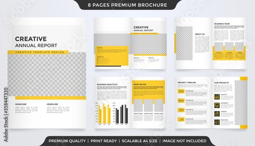Fotomural set of business brochure layout template with minimalist concept and modern styl