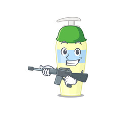 Wall Mural - A cartoon picture of Army serum holding machine gun