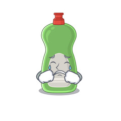 Sticker - Caricature design style of dishwashing liquid with a sad face