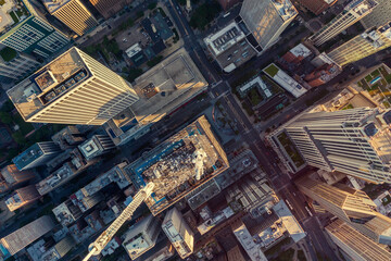 Poster - High angle aerial view of Chicago Downtown buildings with antennas