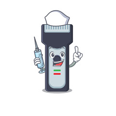 Wall Mural - A dedicate electric shaver nurse mascot design with a syringe