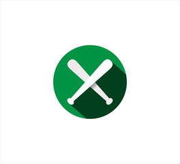 Wall Mural - crossed baseball bat inside green circle vector icon logo design template