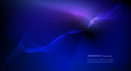 Aufkleber - Illustration abstract wave, curve and flow motion line with light ray in dark blue color background. Vector graphic design, futuristic, digital cyberspace technology, energy concept for wallpaper