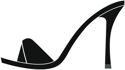 Black elegant fashilonable high heeled women shoes isolated icon. Vector illustration.