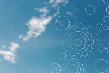 Wall Mural - cloud storage with sky nature background in business with technology network server online digital d