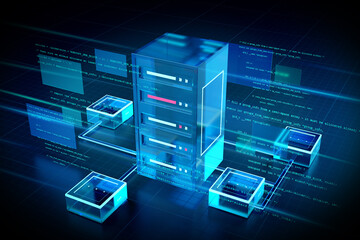 Poster - Server abstract background illustration - 3d rendering