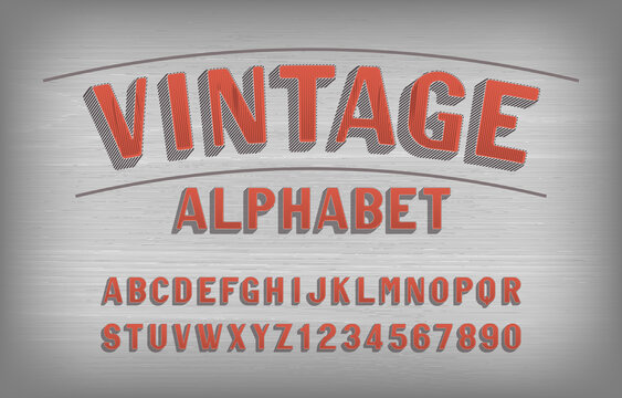 Vintage alphabet font. Retro handwritten letters and numbers. Stock vector typescript for your typography design.