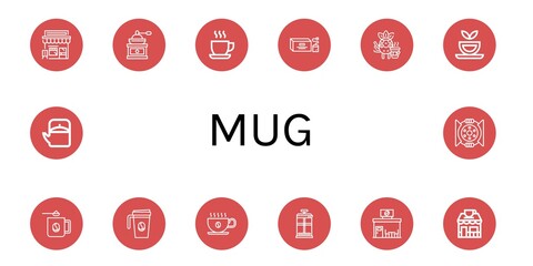 Sticker - mug simple icons set