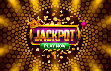 Wall Mural - Jackpot casino coin, cash machine play now.