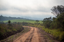 Dirt Road In The Rural Landscape Of The Pampa Biome In Southern Brazil