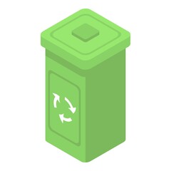 Poster - Plastic recycle bin icon. Isometric of plastic recycle bin vector icon for web design isolated on white background