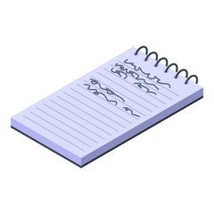 Poster - Foreign language notepad icon. Isometric of foreign language notepad vector icon for web design isolated on white background