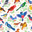Seamless forest bird pattern background for kids