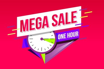 Canvas Print - mega sale geometric sticker. countdown banner for final sale with special offer. sale tag template. 