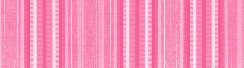 Poster - Bright pastel pink white striped natural cotton linen textile texture background banner panorama